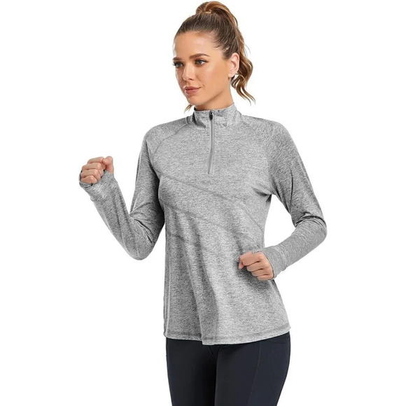 Cucuchy  Womens V Neck Golf Polo Shirts Moisture Sports Workout Tops - A-Grey - Picture 3 of 6